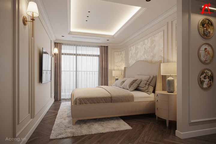 Thiết kế nội thất căn hộ chung cư Hateco Laroma: phòng ngủ master
